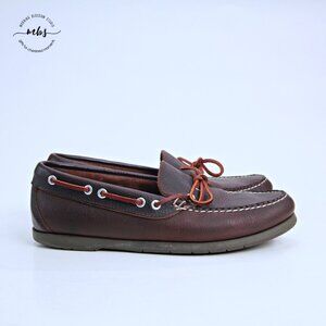 L.L. Bean Leather Slip On Moc Toe Loafers Mens 14 Wide Brown L.L.BEAN Lodge Moc Vibram Slippers - Business Casual Shoes  main image 3